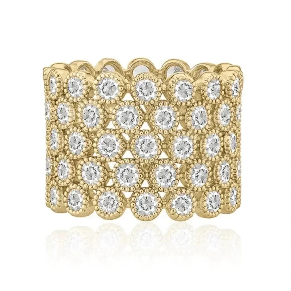 ZAXIE "UP FOR A RAISE" GOLD TONE BEZEL SET MULTI STONE RING SIZE 6